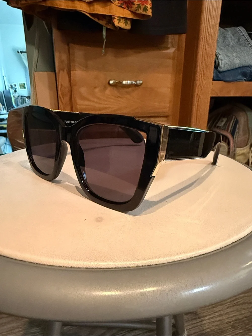 Foster Grant Oversized Square Sunglasses - Black Frame, Dark Lenses